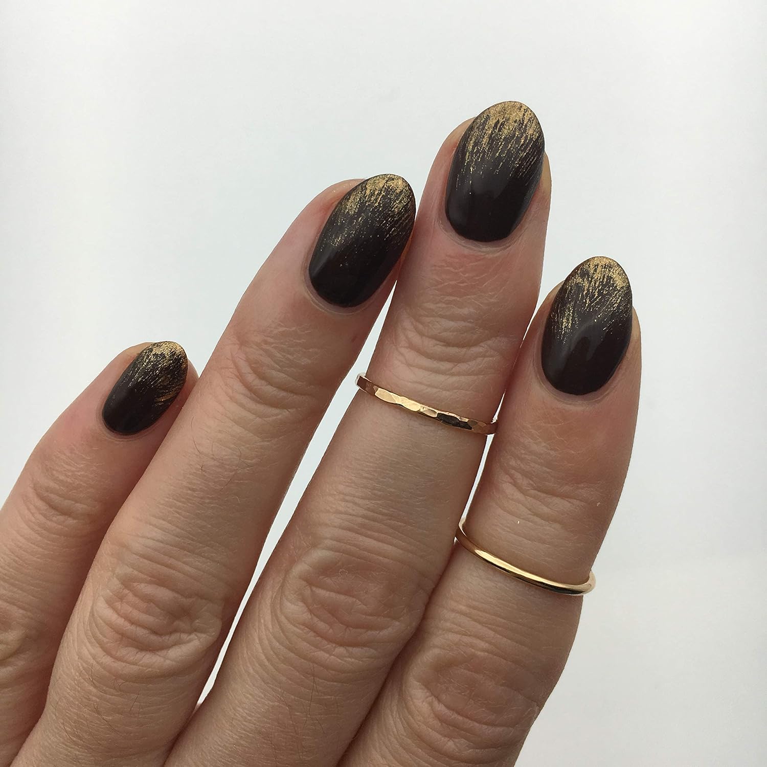 Ellie J Maui Hammered Ring, 1mm Thin Stacking Rings, Minimalist Rings for Women, 14K Gold Filled Rings for Teen Girls Midi Knuckle Pinky Finger Jewerly (Size 3-11) - Image 3