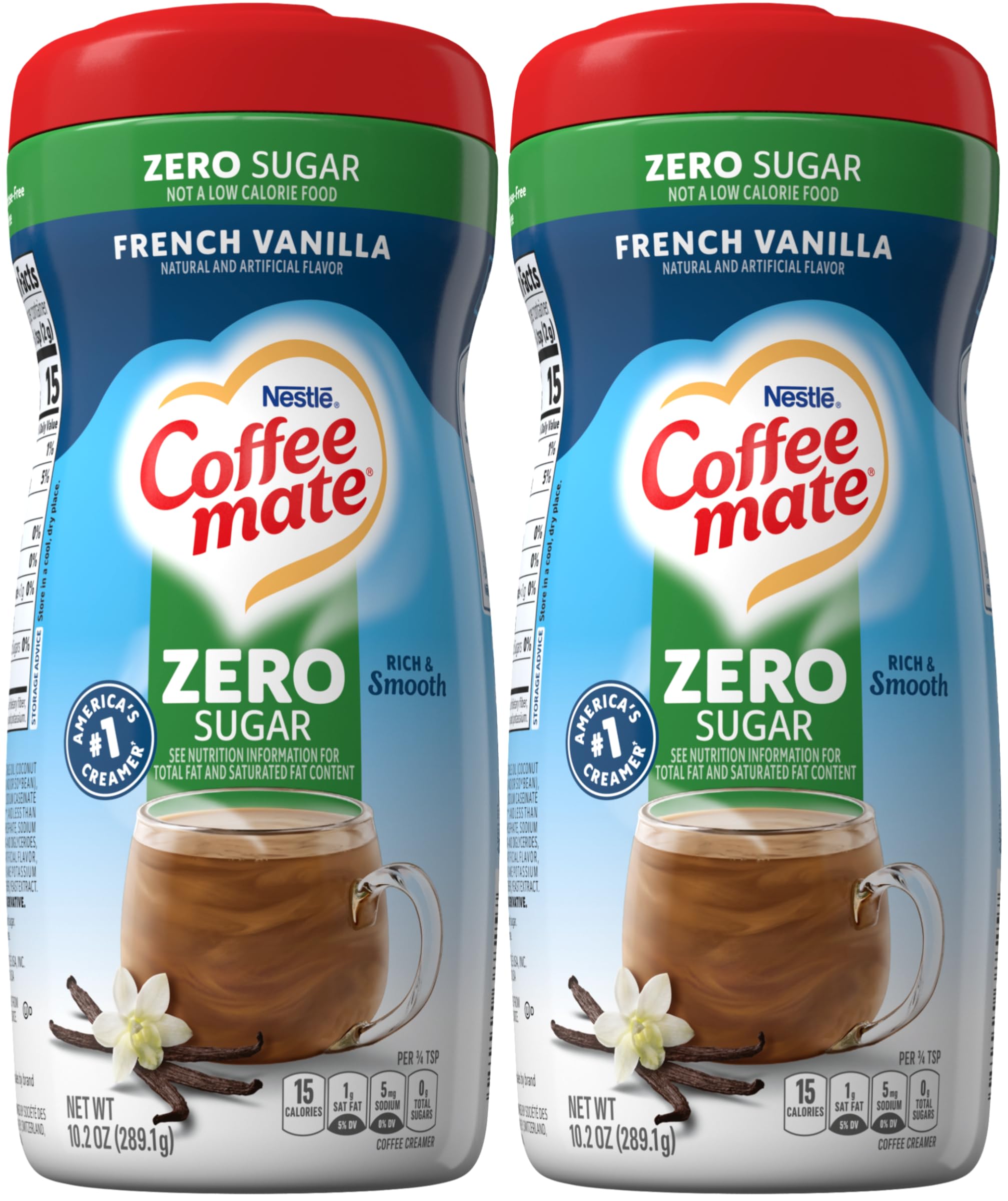 COFFEE-MATE French Vanilla Zero Sugar Powder Coffee Creamer 10.2 oz. Canister (Pack of 2)