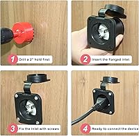 Vista 3 de KUNCAN Enchufe de puerto de CA de 15 A, enchufe de entrada de alimentación de 125 V con cable de extensión de 18 pulgadas, enchufe NEMA 5-15