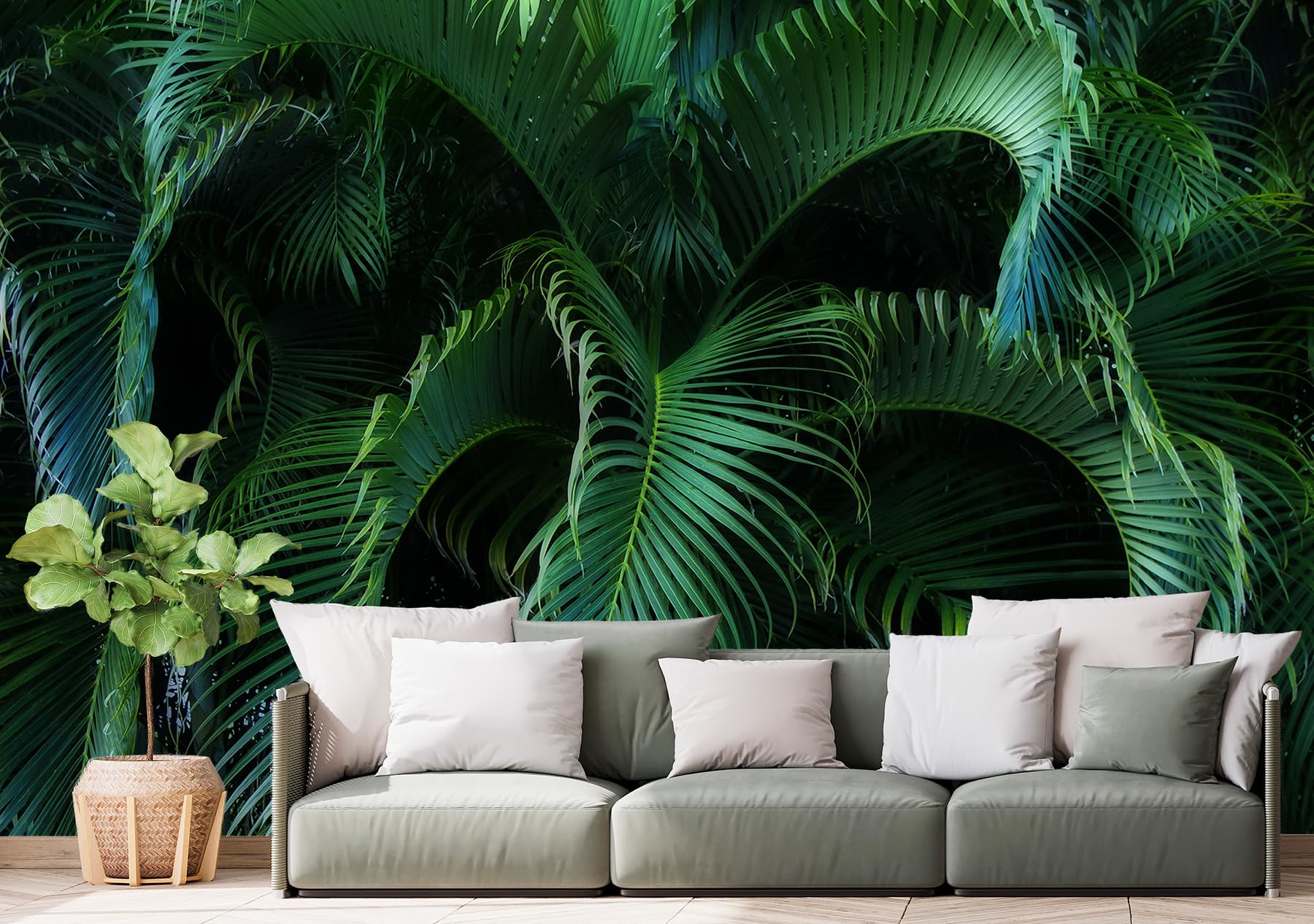 Art Murals Vliestapete, Bltter, Farn, grn Tapete Botanik Vlies und Vinyl  270x180 cm Fototapete fr Schlafzimmer, Kche, Wohnzimmer, Bad, Urwald :  Amazon.de: Baumarkt