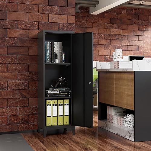 Miniatura 2 de Armario de almacenamiento de metal con puerta de bloqueo, gabinete con cerradura de 50 pulgadas con patas desmontables, casilleros para dormitorio,