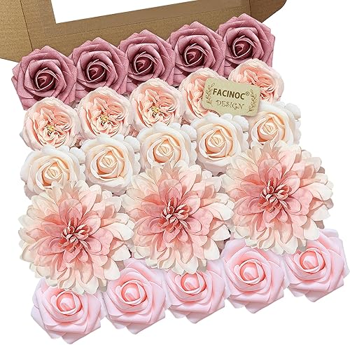 Vista 240 de White Rose Artificial Flowers Fake Flower Bulk with Stems for DIY Wedding Bouquet Bridal Baby Shower Centerpiece Table Decorations Silk Faux Floral