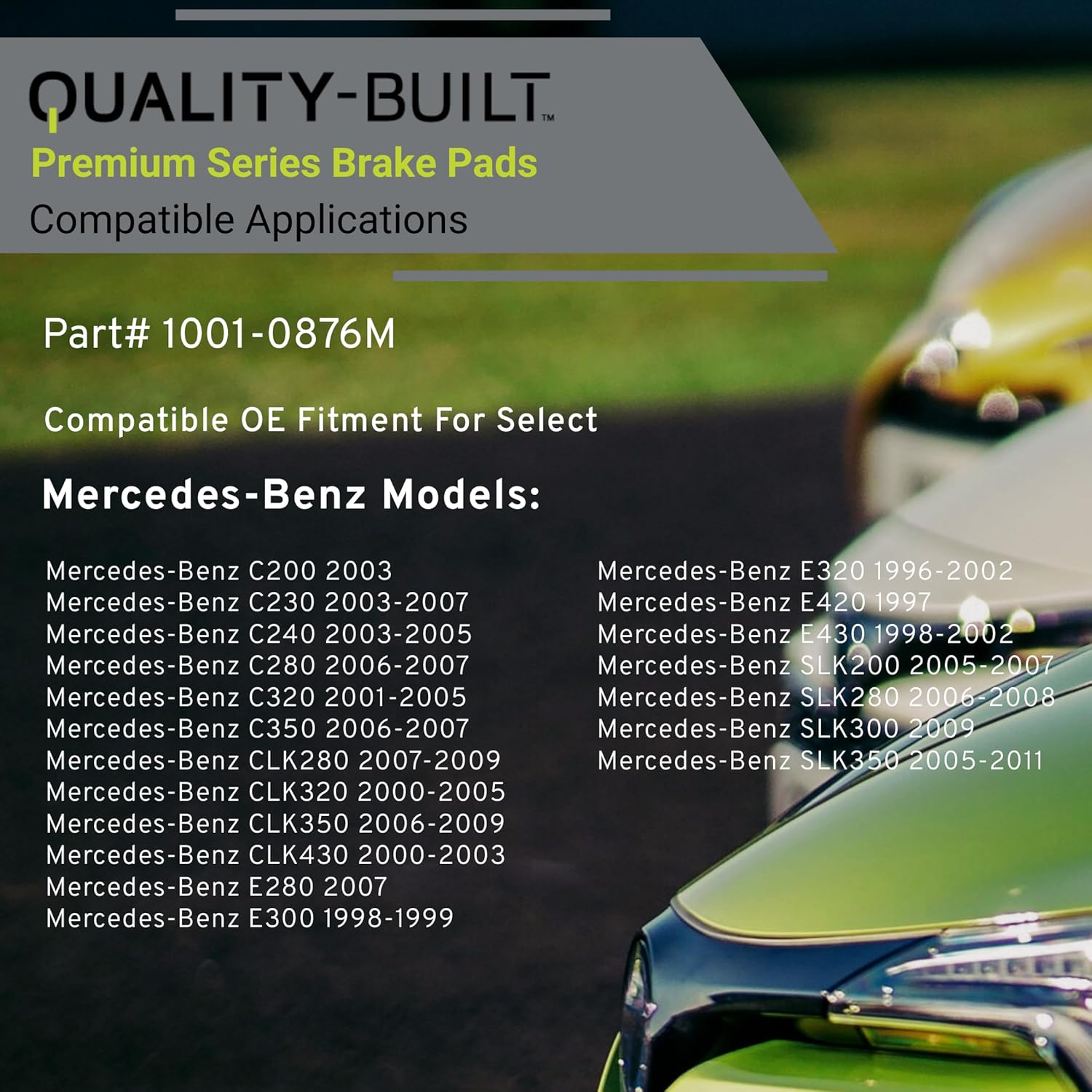 QUALITY-BUILT Rear Semi-Metallic Brake Pads, Premium 1001-0876M, Compatible with 1996-2011 Mercedes-Benz (C200,C230,C240,C280,C320,C350,CLK280,CLK320,CLK350,CLK430,E280,E300,E320,E420,E430,SLK200)