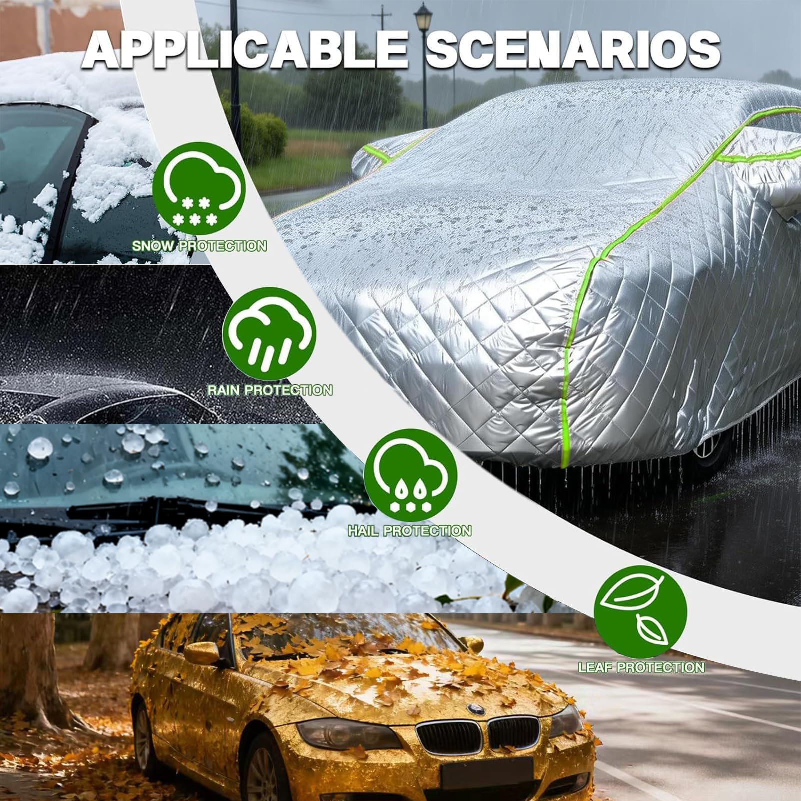 Funda Coche Exterior para Opel Cascada, Funda Coche Antigranizo Gruesa,Impermeable Transpirable,Cubierta Protectora Invierno Resistente Polvo Lluvia Nieve