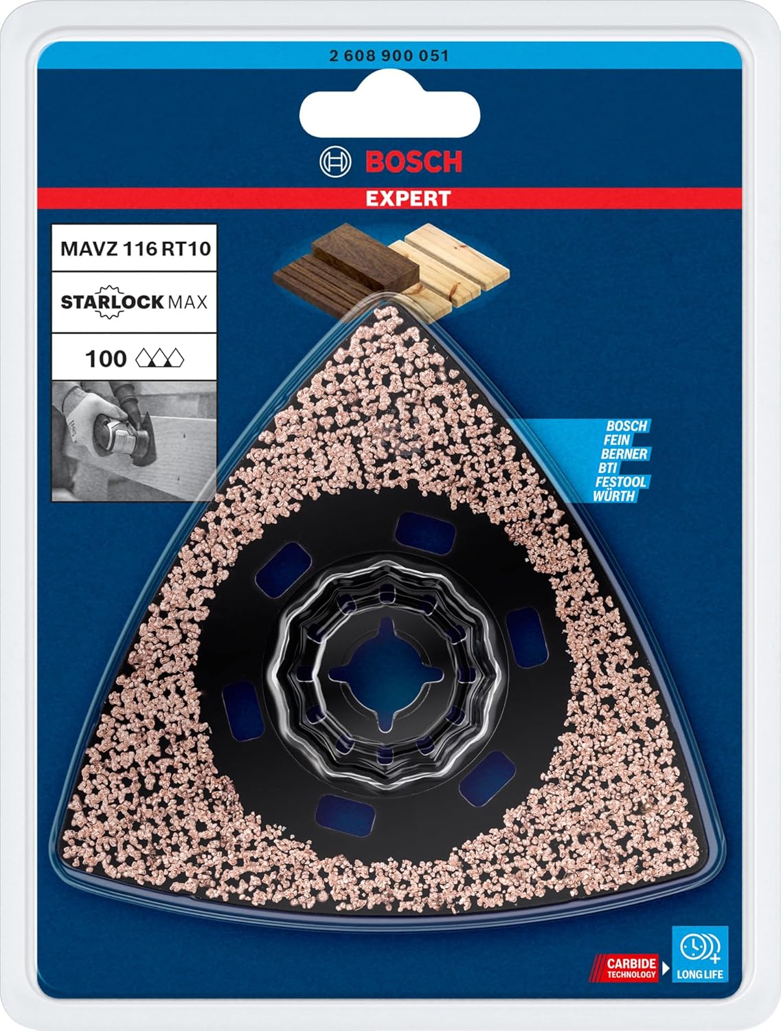 Bosch Professional 1x Expert Sanding Plate MAVZ 116 RT10 Multitool Blades (Ø 116 mm, Grit 100, Accessories Multitool)