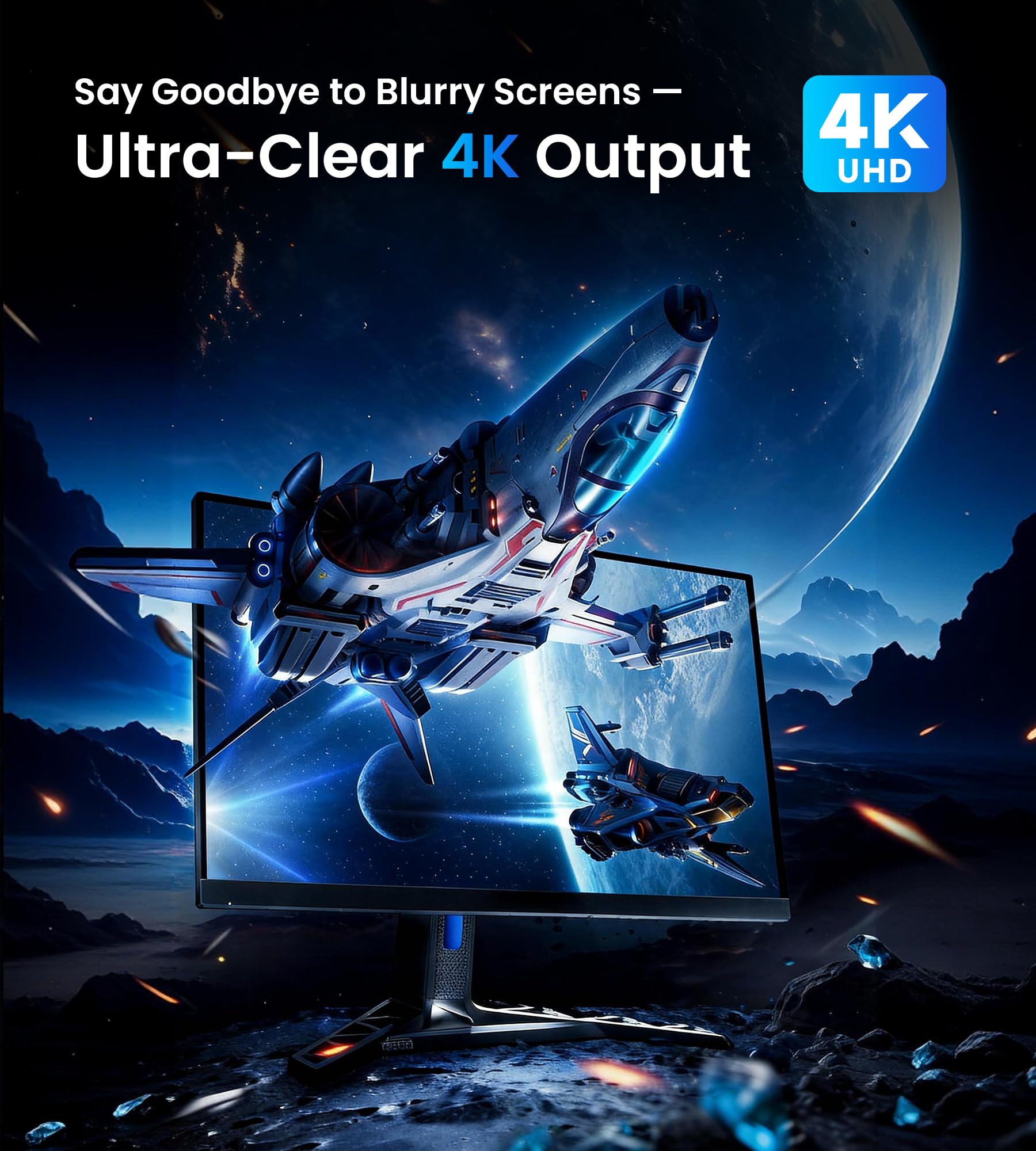 Divisor HDMI de 1 en 4 salidas solamente, divisor de video HDMI 1x4 alimentado con adaptador de alimentación de 5 V CC, soporta 4K a 30Hz, 1080P a 120Hz, 3D, pantalla de espejo para múltiples