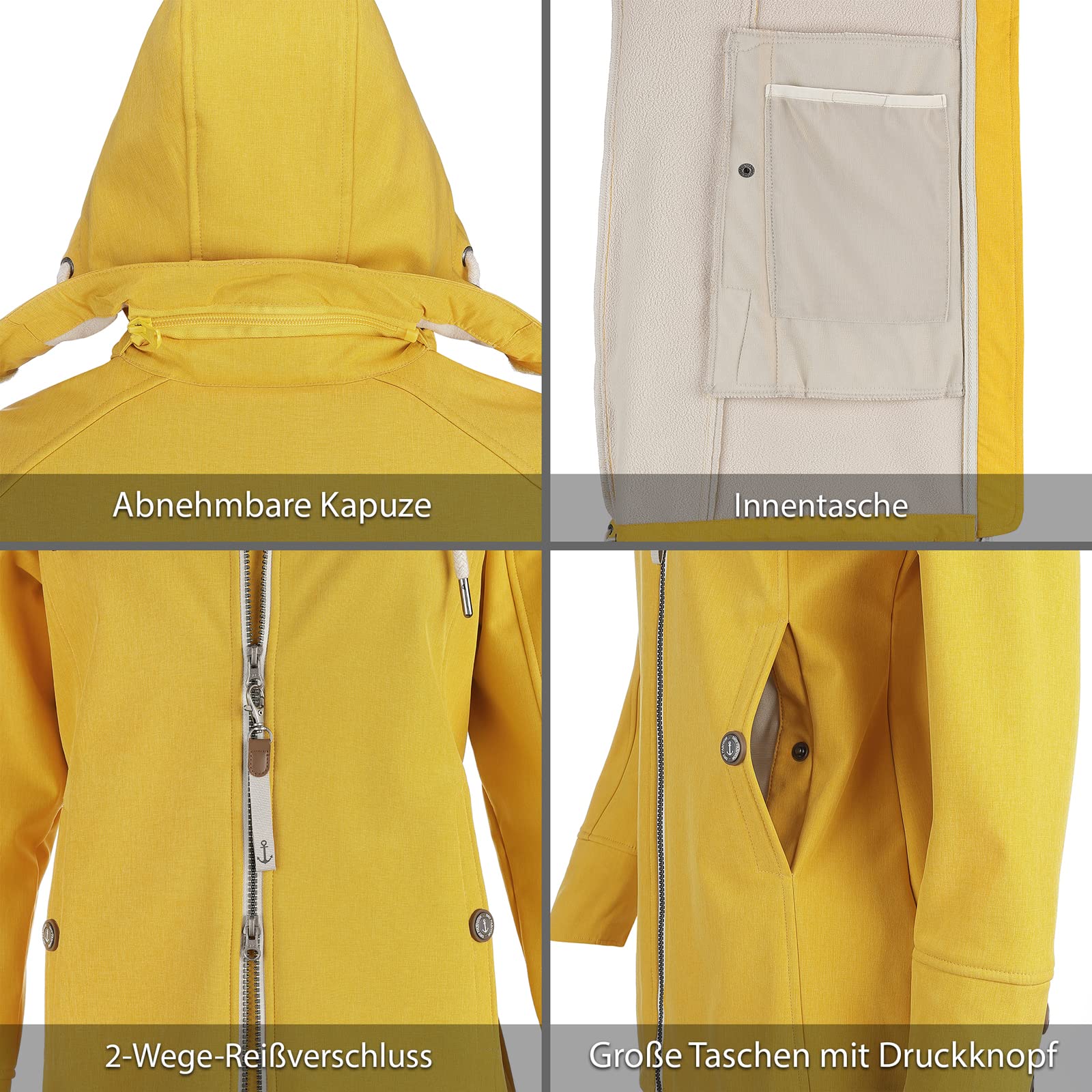 Dry Fashion Damen Softshell Mantel Sellin Meliert - Softshell-Jacke Outdoorjacke Atmungsaktiv Kapuze Wind- und Wasserabweisend in Beere Größe 36
