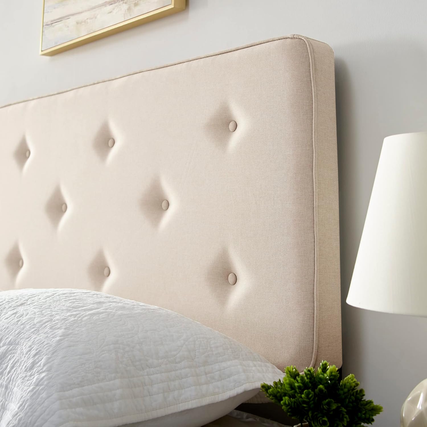 Classic Brands Maxwell Tufted Upholstered Headboard, Beige, Queen