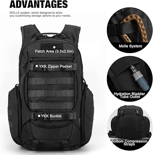 Miniatura 3 de Mardingtop Mochila táctica para hombres, mochila militar Molle para senderismo, mochila de motocicleta, mochila EDC de 28 L