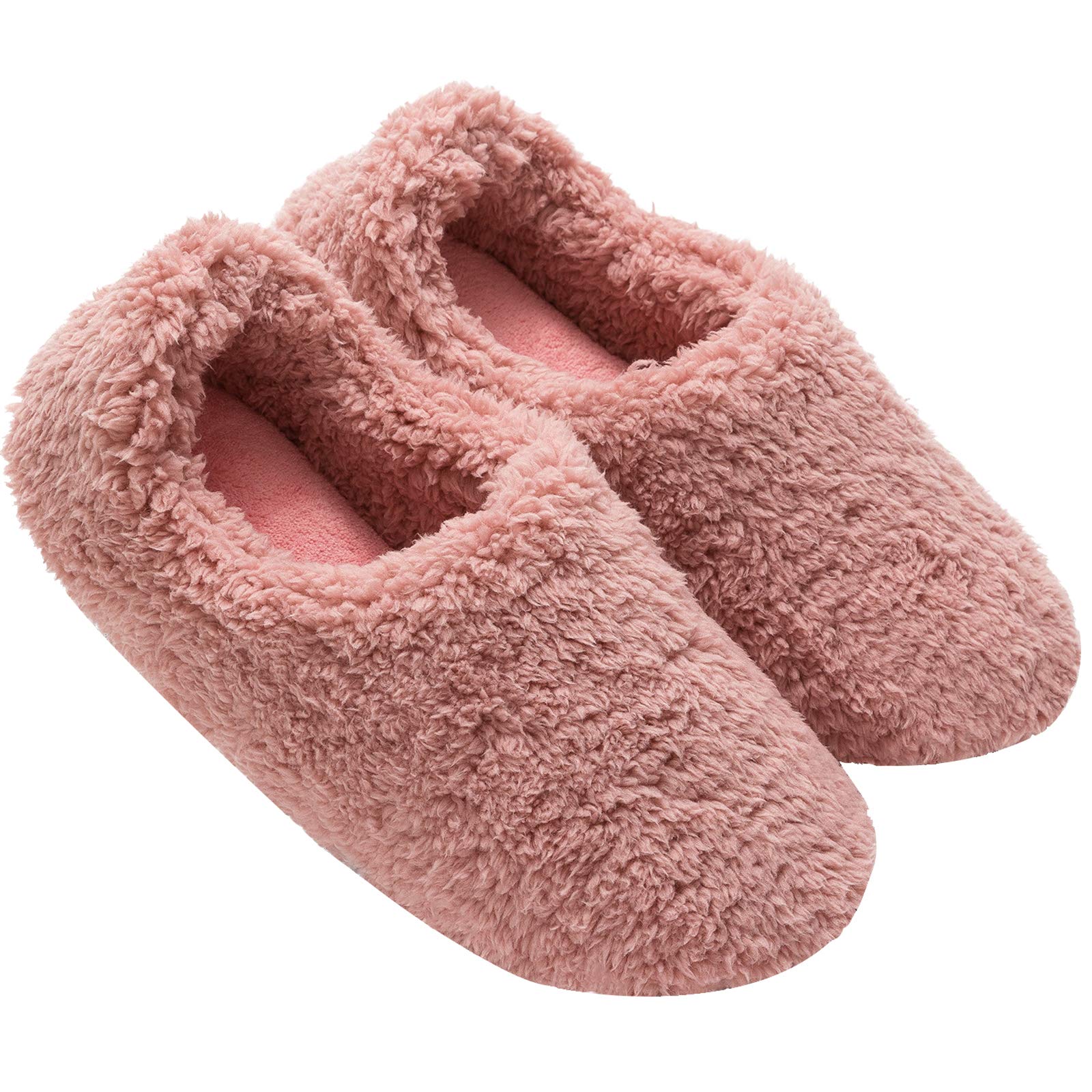 Mianshe Warm Room Shoes, Slippers, With Heels, Unisex, Fluffy, Lightweight, Washable - 23.5–25.0 cm - Pink