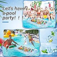 Vista 5 de Leitee 3 barras inflables de servicio de 52 x 24 x 5 pulgadas, bandeja de servir para bufé de hielo, enfriador de bebidas con tapón de drenaje