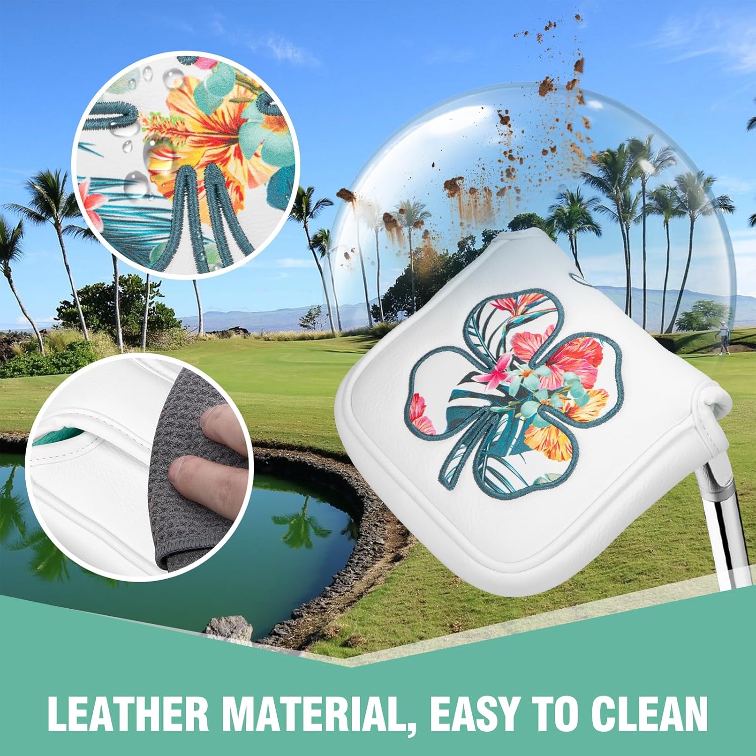Golf Putter Covers Mallet Putter Headcover Blade Putter Cover Golf Putter Head Covers with Magnetic Closure Golf Headcovers for Most Brand