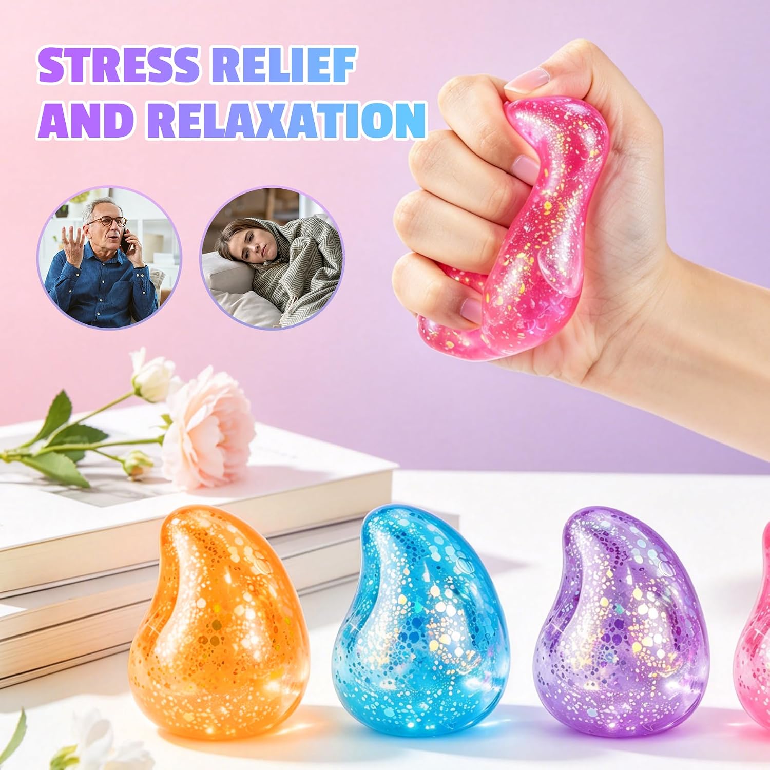 Drop Squishy Stress Balls Pink Raindrop Squishy Squeeze Toys thumbnail