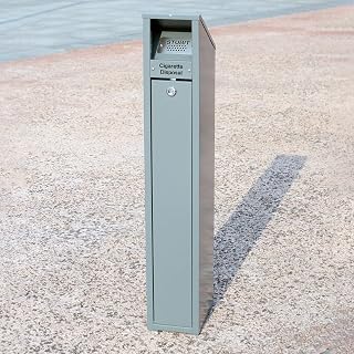 Standing Ashtray Outdoor, Cigarette Butt Receptacle, Heavy Duty Cigarette Butt Disposal Outdoor Trash Can for Patios Gardens Hotels Pubs Offices(Gray)