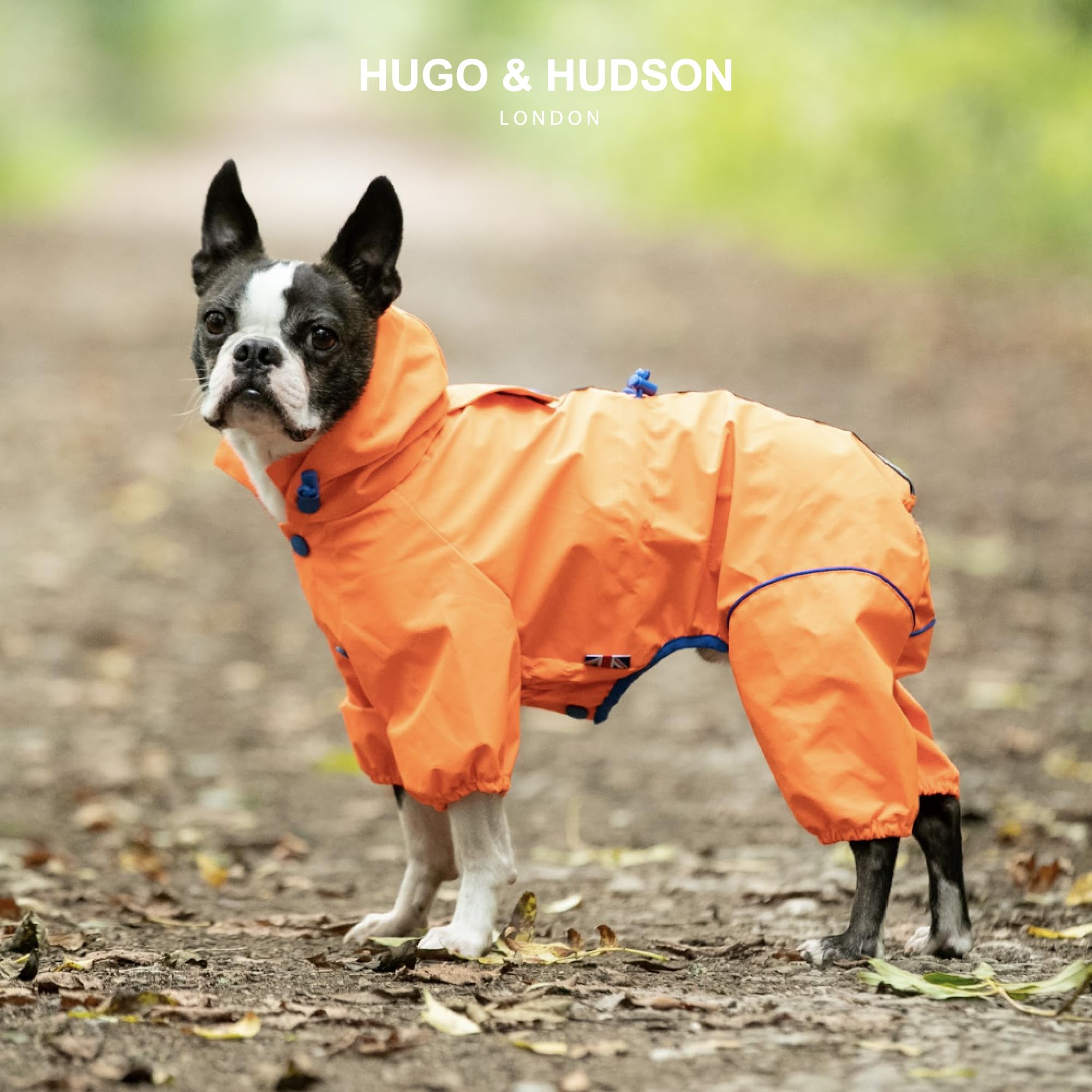 HUGO & HUDSON Dog Reflective Jacket Hooded Overalls Outdoor Winter Windproof Coat, Neon Orange, M50 - Image 2