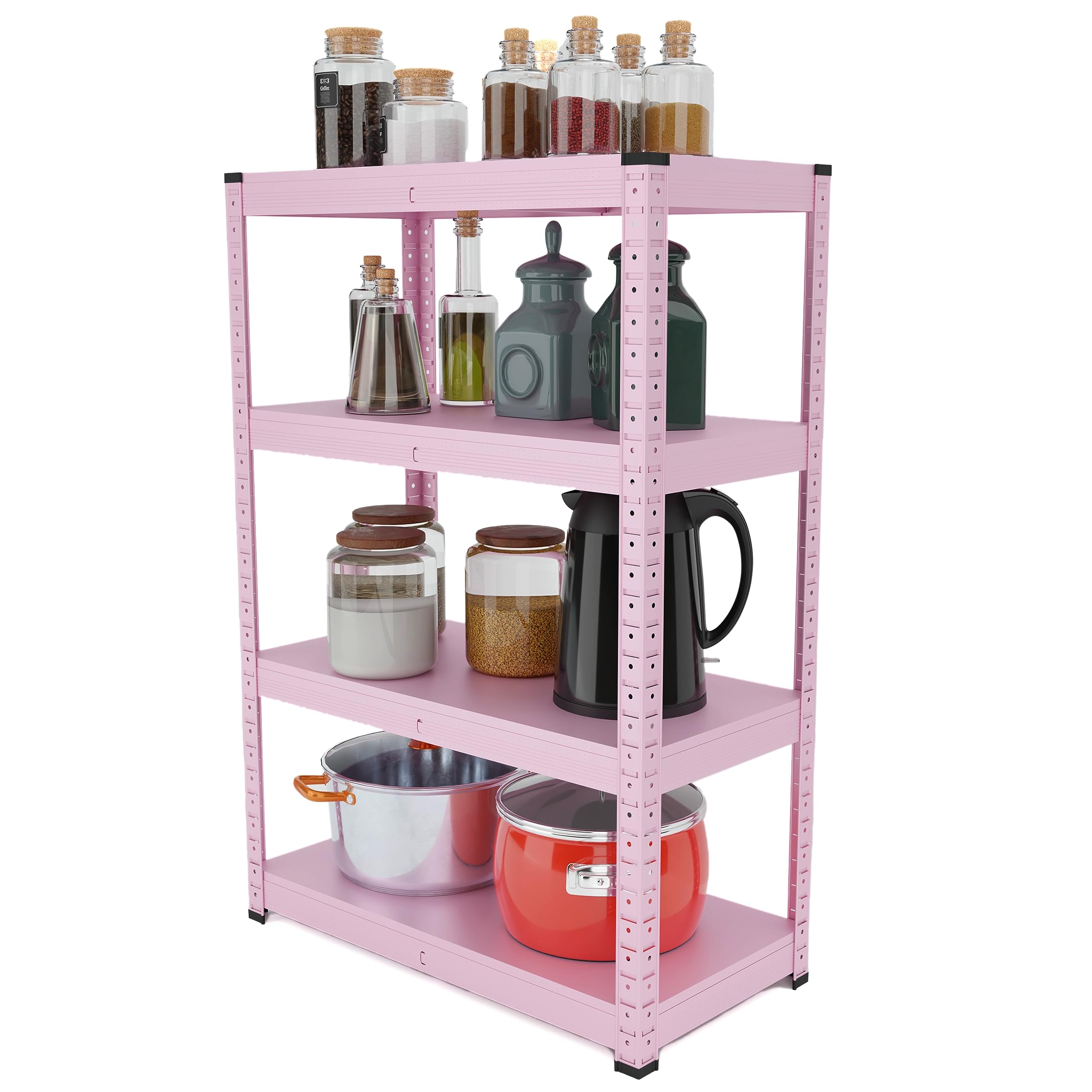 KHEERA 4-Tier Storage Shelf - Heavy Duty, Adjustable, Steel Kitchen Organizer Shelf for Bedroom, Living Room - 100 kg Load Capacity - 40D x 80W x 115H cm