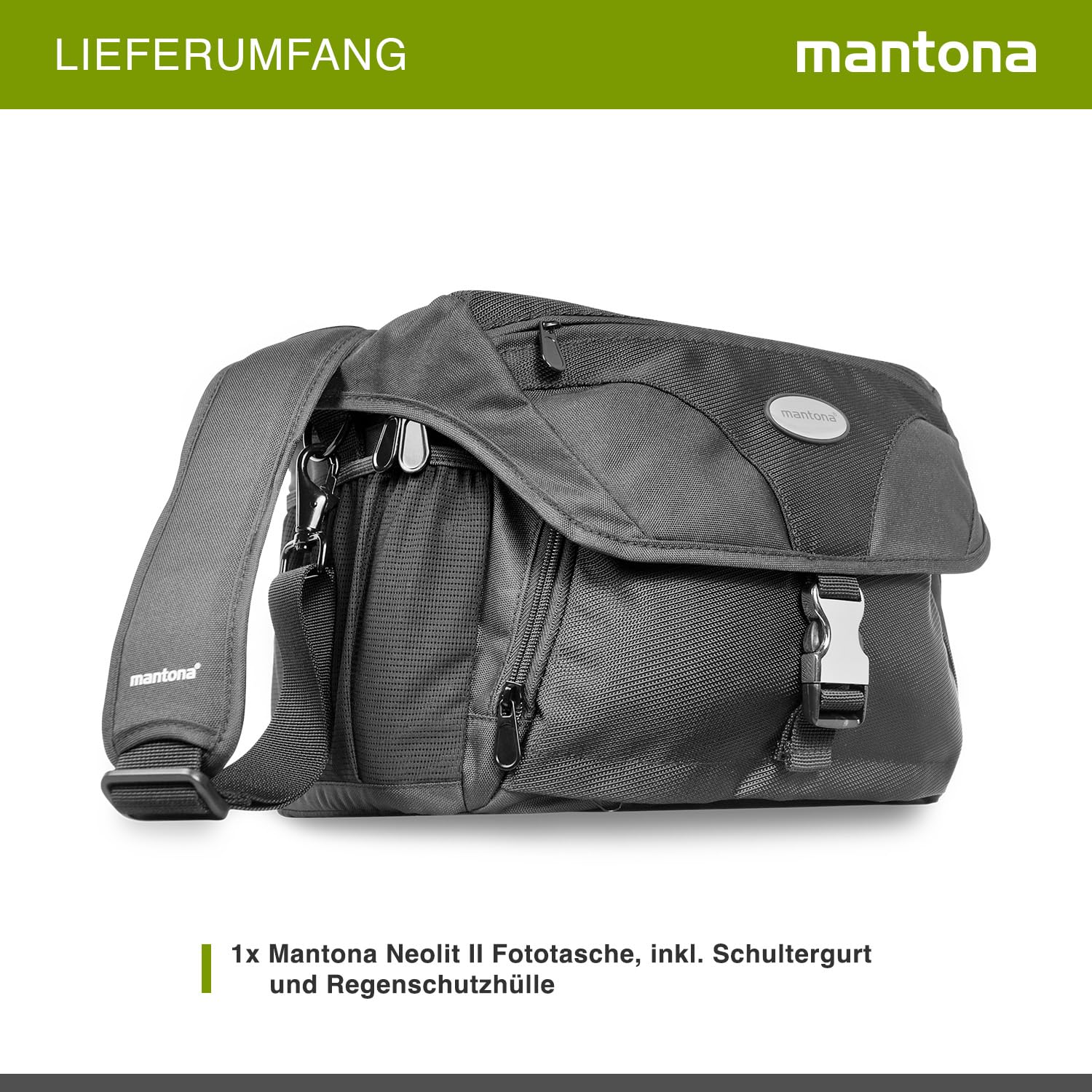 Mantona Neolit II - Funda para cámaras réflex, Color Negro (17944)