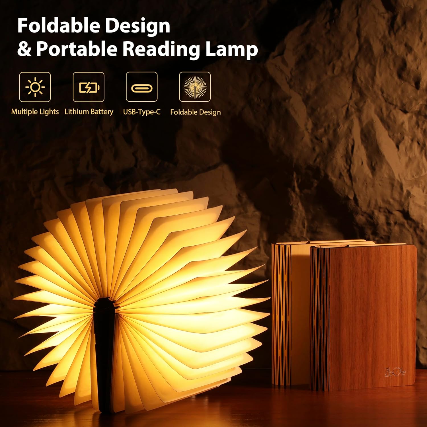 Unique Gifts for Book Lovers Women, 12 Colors Portable Book Lamp with Remote, Folding Book Light, Lovely Gift for Christmas, Birthday, Back to School & Bookshelf & Home Decor (Walnut)