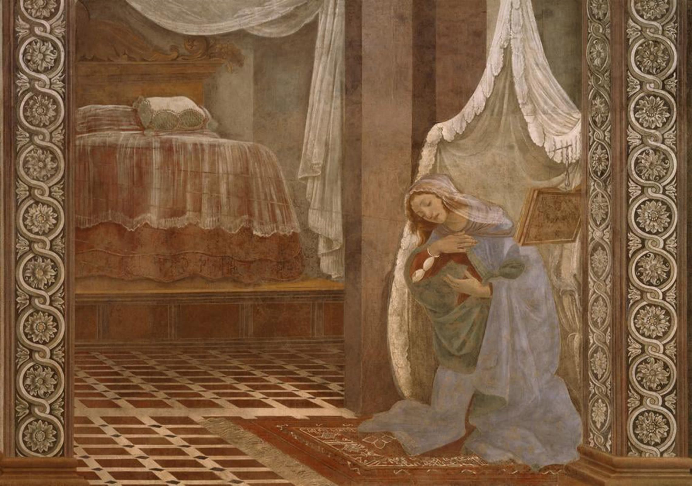 Tableau Toile Annonciation de Sandro Botticelli - Décoration Murale 60x90cm Art Classique
