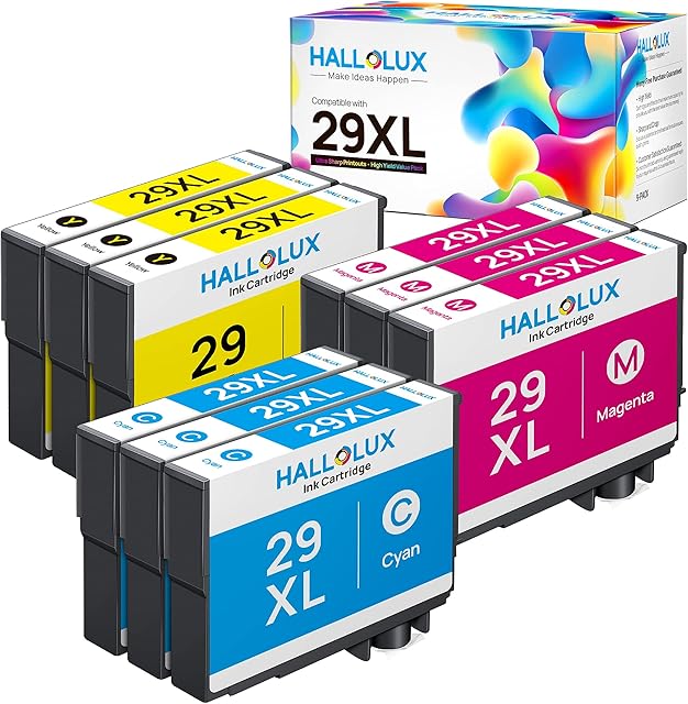 29XL Strawberry High Yield Replacement Multipack,4-colours Ink Cartridges,HALLOLUX for Epson Expression Home XP-235 XP-255 XP-245 XP-342 XP-352 XP-355 XP-442 XP-335 XP-255 XP-257 XP-332 XP-345(9-Pack)