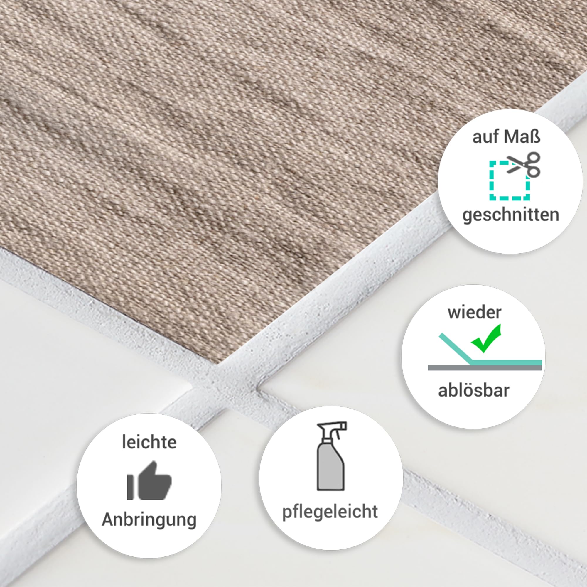 GRAZDesign Fliesenaufkleber Bad & Küche Textur Stein Holz Beige Grau Klebefliesen selbstklebend - 20x25cm / 30 Stück
