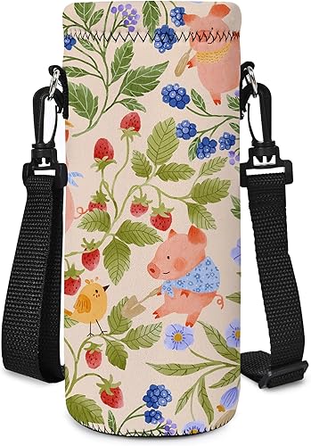 Vista 84 de AUPET botella de agua con aislamiento, botella de agua de neopreno aislado, bolsa para transportar, 500 mililitros, correa para el hombro ajustable