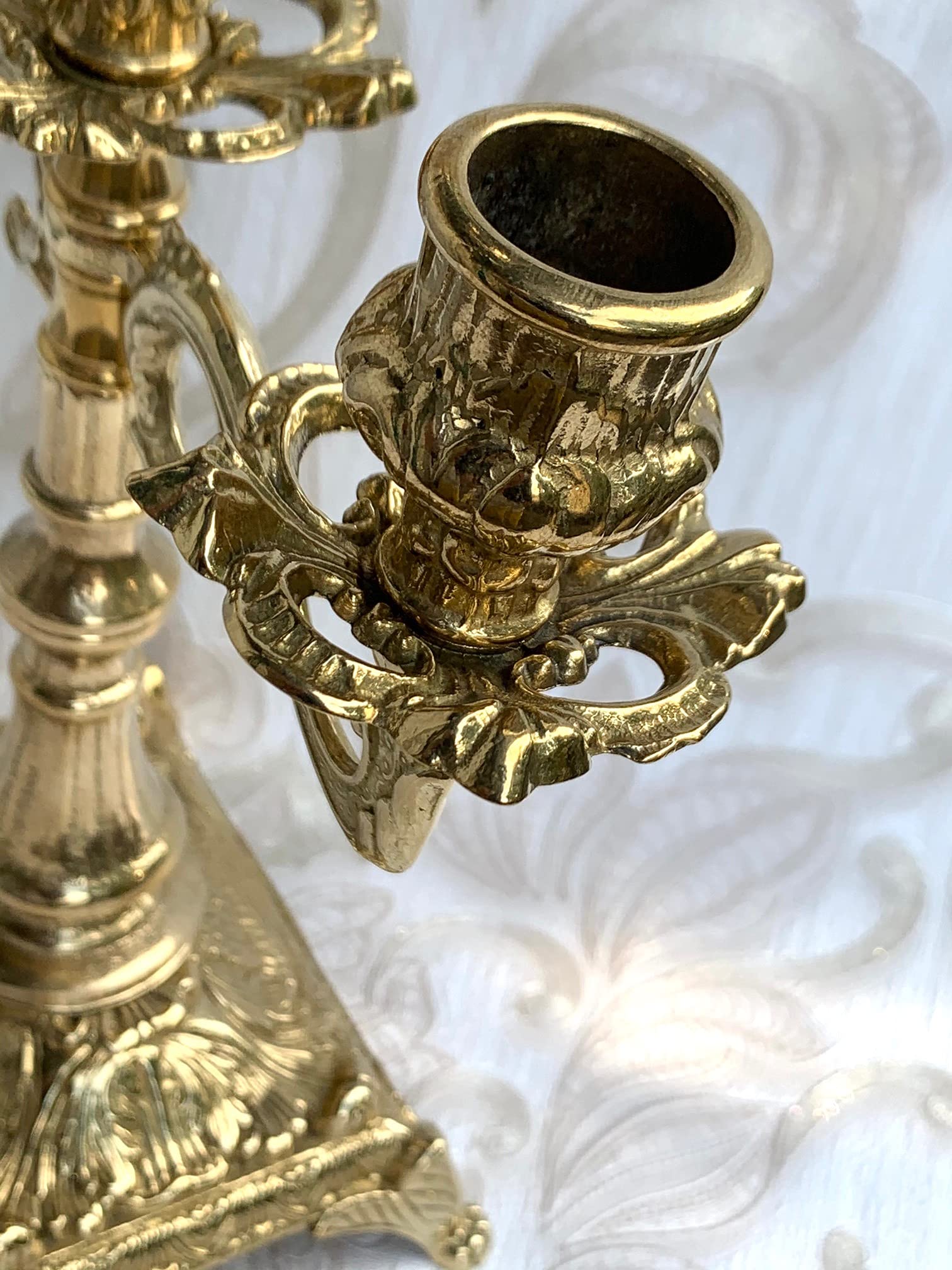 3 Flammiger Kerzenleuchter Messing Gold 23 cm Kerzenständer Antik Stil Kerzenhalter Barock jugendstill Tischleuchter Mehrarmig Tischdeko 80410