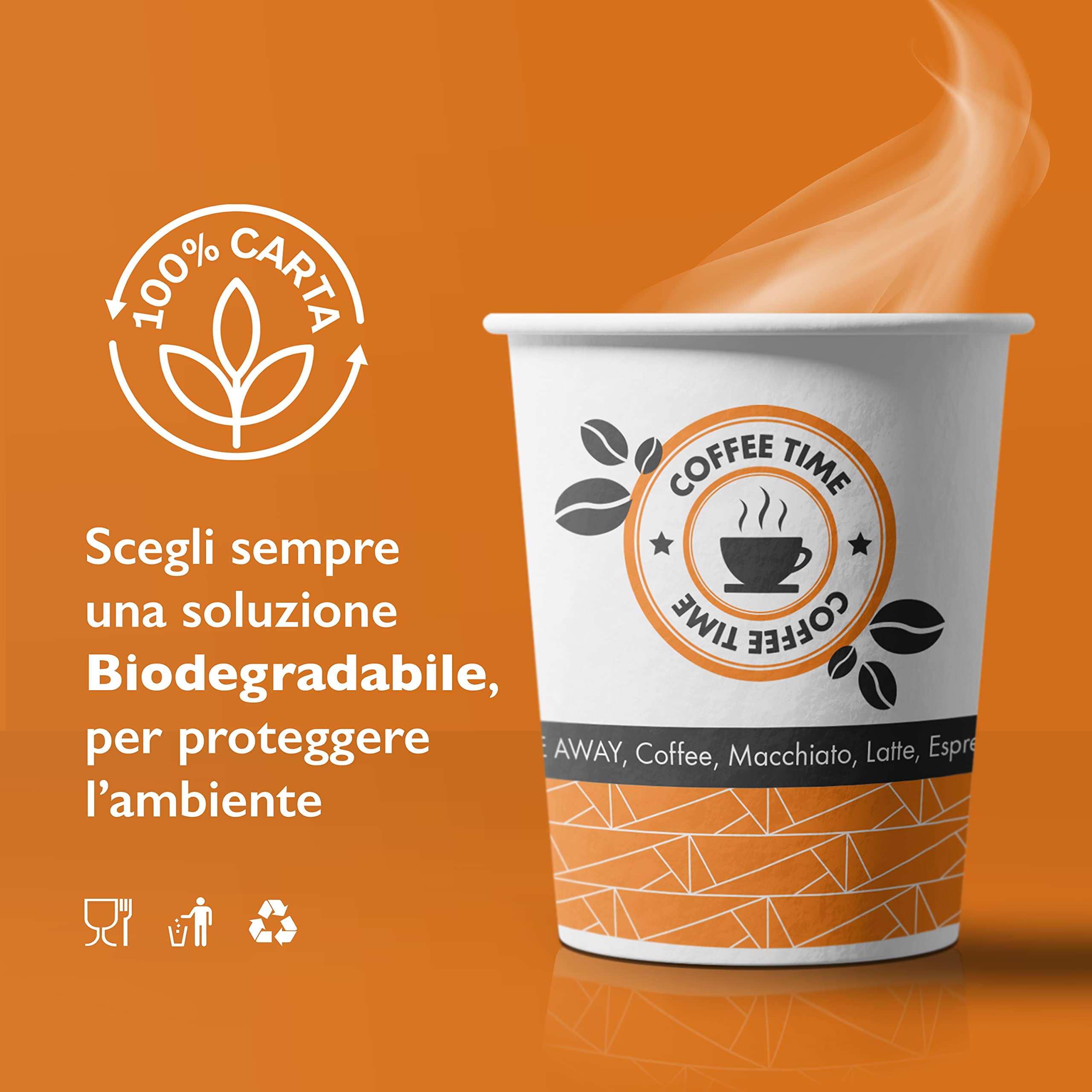 1000 Bicchieri di Carta 200 ml, Bicchieri Biodegradabili e Compostabili, Bicchierini per Caffè e Bevande Calde in Carta Monouso Senza Plastica (1000)