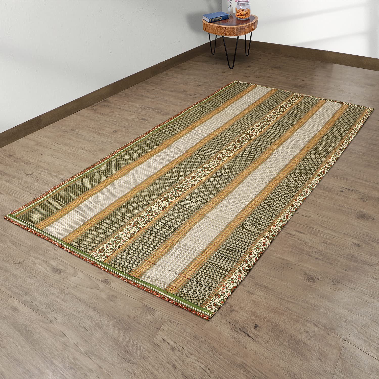 Haus Fabula Natural Madurkathi Foam Chatai Mat/Yoga Mat/Prayer Mat/Floor Mat/Winter Mat/Floor Covering Mat for Home, Office, Boutiques, Shops |Sleeping Mat for Floor, 6 X 3 Feet, Green-image-41