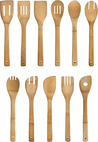 Miniatura 3 de edge Juego de utensilios de madera de bambú con carrito (menta, 12 piezas)