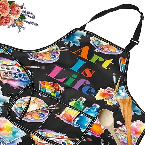Miniatura 3 de JXGZSO Delantal de pintor para artistas, regalo para amantes del arte, pintor, regalo para artistas, delantal impermeable con bolsillo