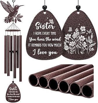 SteadStyle Sister Gift for Mothers Day, Unique Sister Birthday Gifts from Sisters Brothers, Valentines Day Thanksgiving Christmas Large Size Sister Hummingbird Wind Chime 37 in Garden Patios Decor
