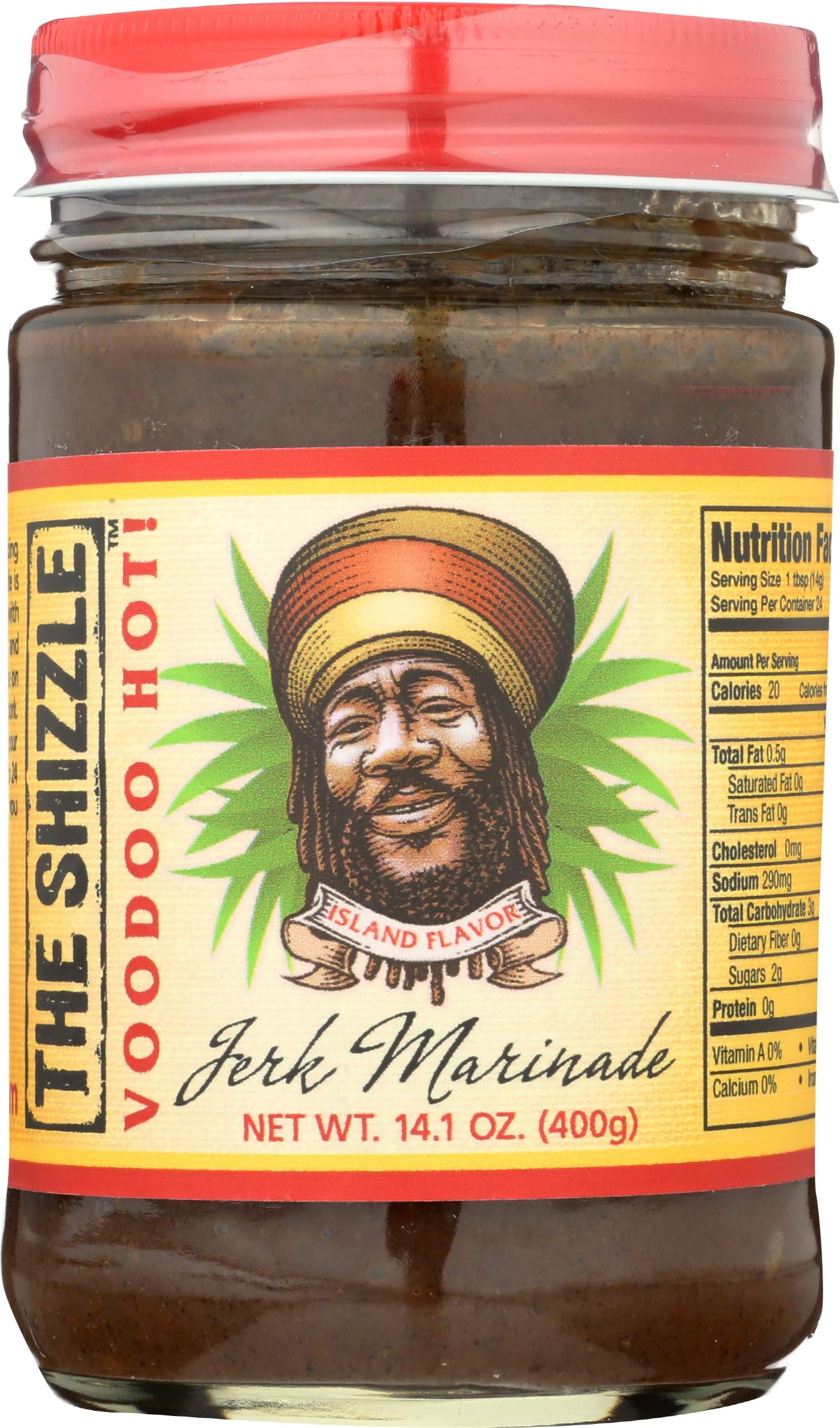 The Shizzle VooDoo Hot Jerk Seasoning Marinade (Single) – 14 Ounce Jar – Authentic Island Flavor w/ Pineapple Base – Spicy Rub – Sauce for Chicken, Pork, Etc