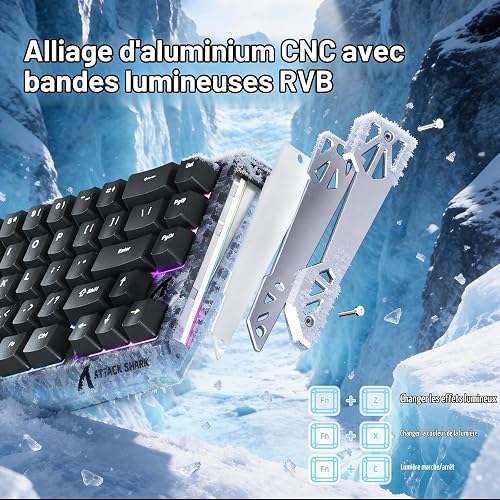 ATTACK SHARK R68 HE Clavier à Déclenchement Rapide 8000Hz, Précision RT de 0,005 mm, Clavier de Jeu Filaire, Top en Fibre de Carbone, Côtés en Aluminium CNC, RGB, Câble Enroulé C01, Noir - 3