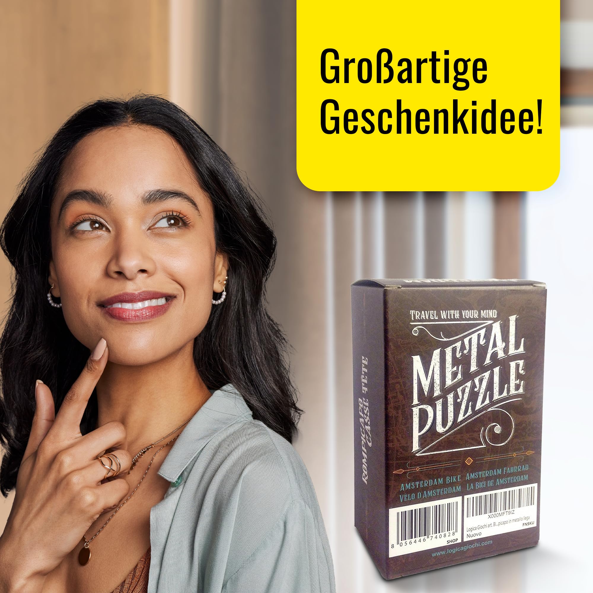 3D Metallpuzzle-Set – 4 Stück, Vernickeltes Eisen, Knobelspiel Zur Förderung Von Logik & Konzentration
