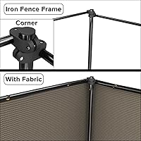 Vista 3 de Kit de Cerca de Privacidad de 5'x9' Pantalla de Malla Independiente con Postes de Hierro Cercado Temporal Exterior Patio Trasero Divisor Perro Aire