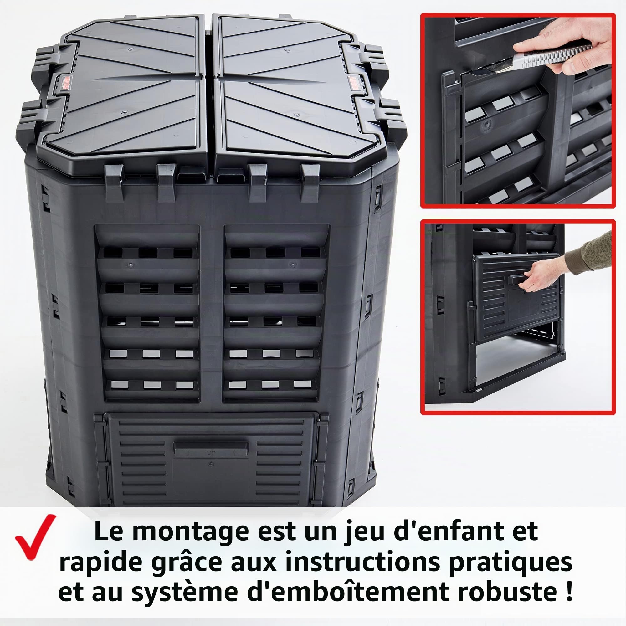 HECHT Composteur Thermique en Plastique - Rapide Avec Système d'Emboîtement Pratique - Robuste et de Qualité Supérieure