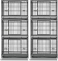 Vista 7 de Homey Pet Jaula para Perros de 48 Pulgadas Resistente para Perros Grandes, Jaula Apilable e Indestructible para Perros con Alta Ansiedad con Cuatro