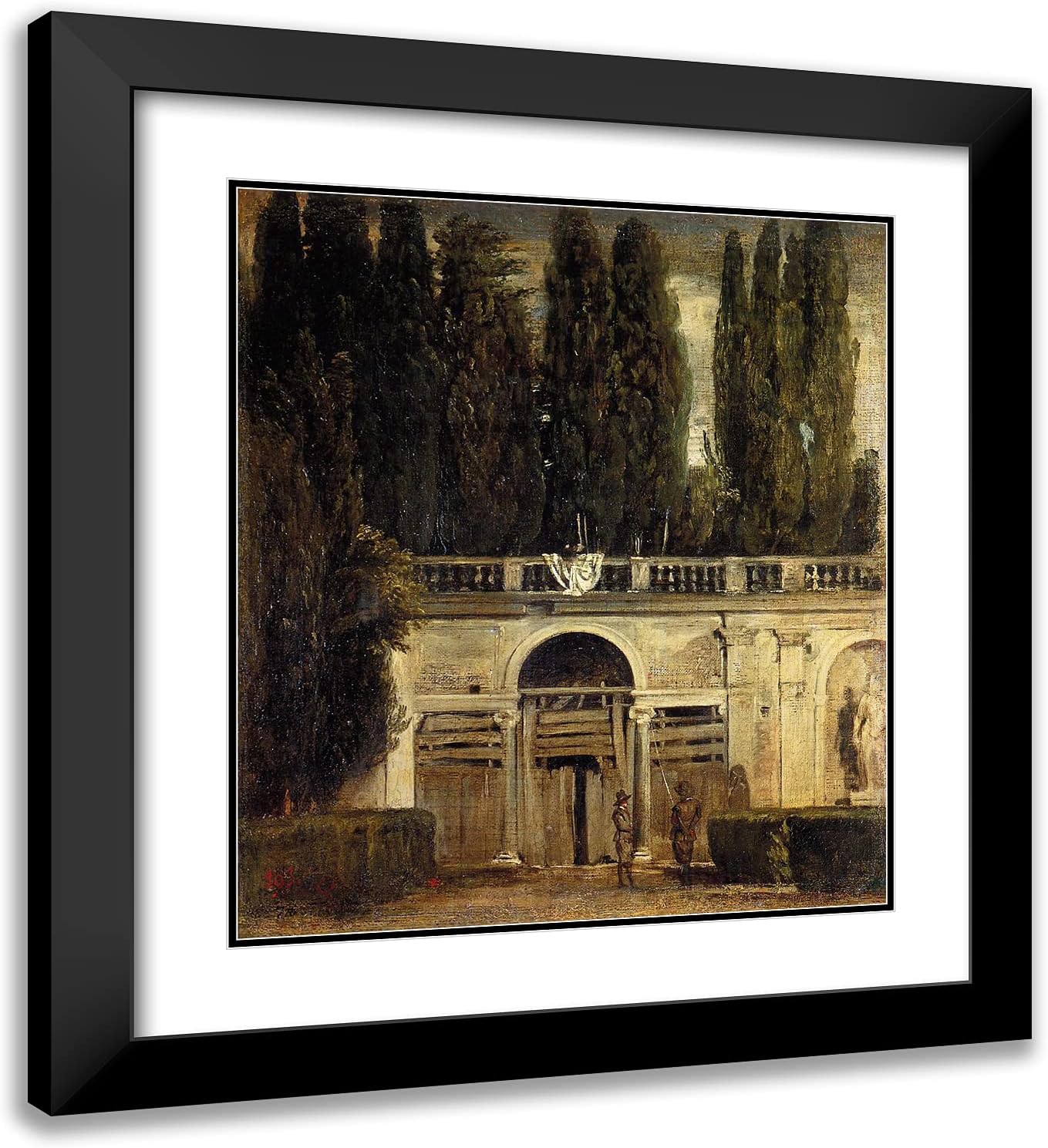 ArtDirect Velazquez, Diego 20x22 Gold Ornate Framed Art Print with Double Matting Titled: Villa Medici in Rome Facade of the Grotto Logia