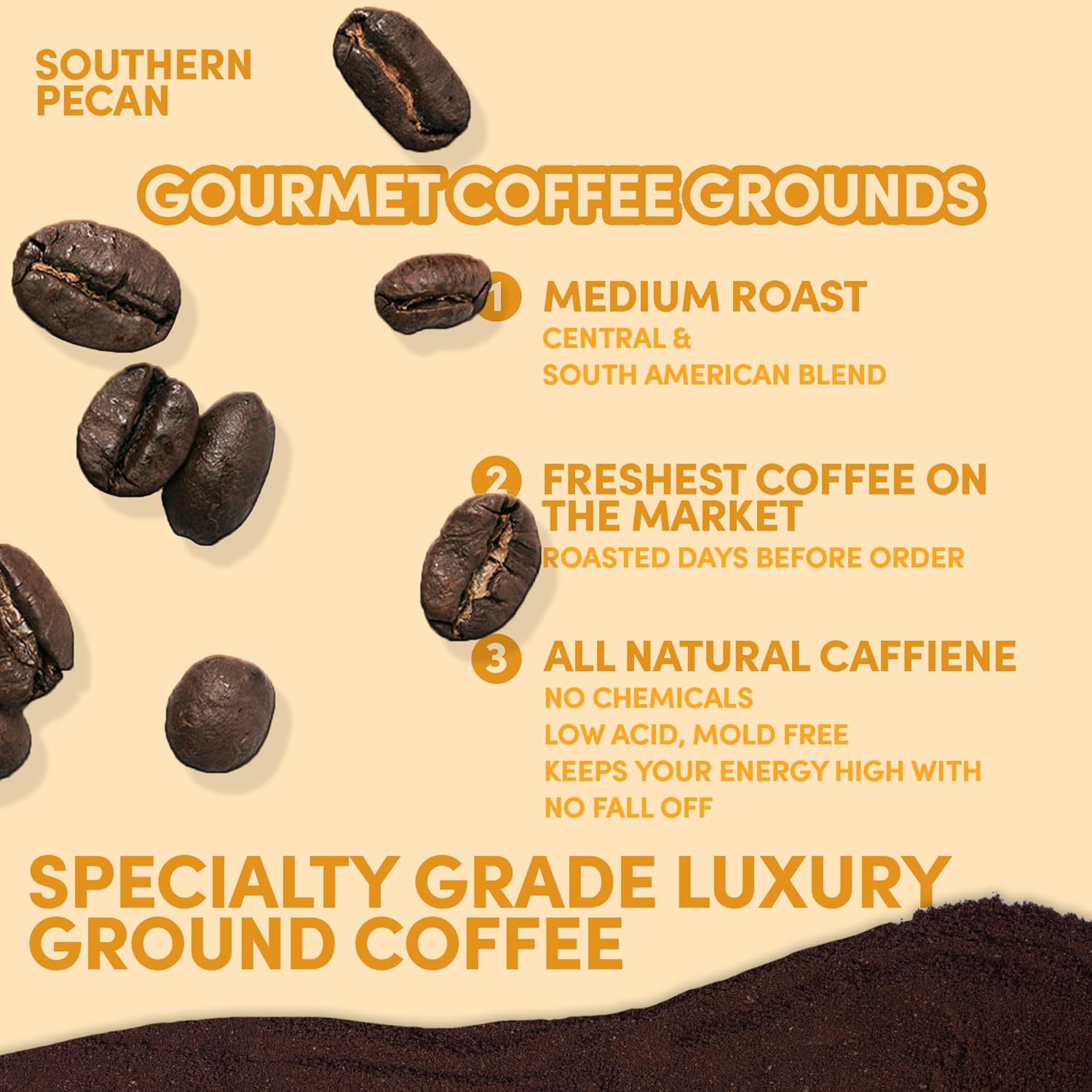 2 lb Southern Pecan Ground Coffee | Pecan Flavored Coffee Medium Roast | Bulk Nutty Butter Pecan | Specialty Grade | 32 oz