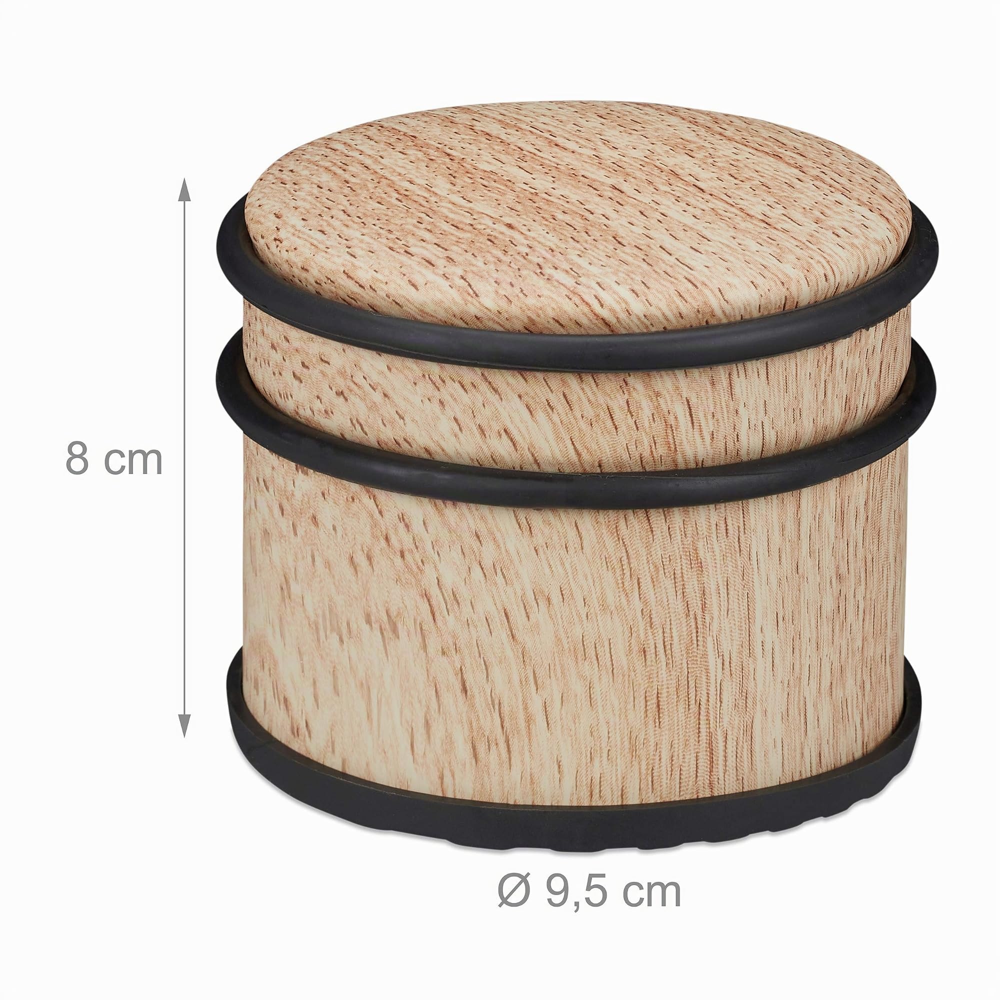 Butoir de porte, lot de 4, lourdes portes & fenêtres, en acier inox & caoutchouc, aspect boisé, ∅ 9,5 cm, marron clair