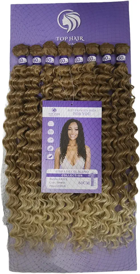 Cabelo Orgânico Cacheado Fibra De Colágeno 60cm 300g 8Telas Top Hair (T/27/613)