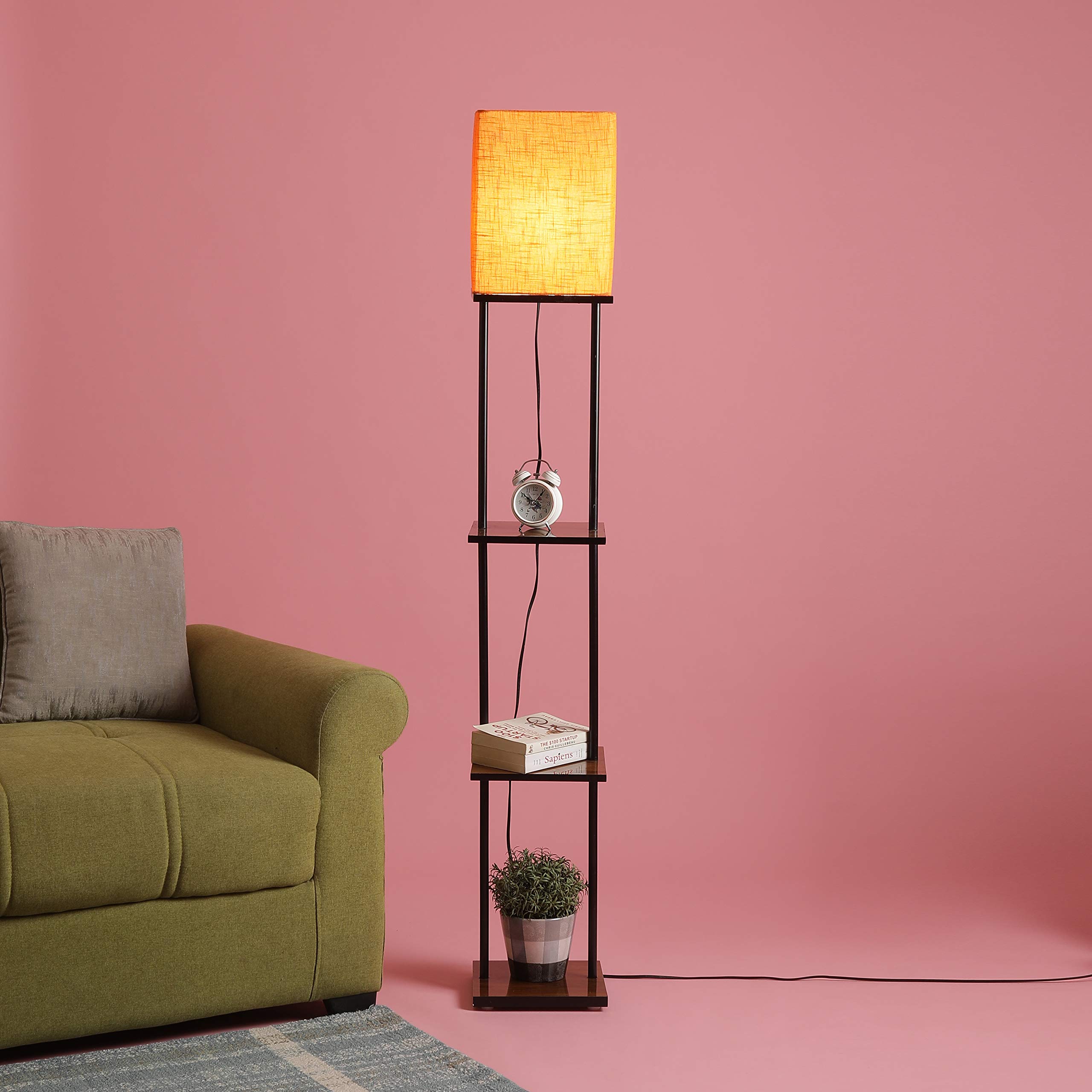 SANDED EDGE - SMARTLY PRICED Floor Lamp 3 Tier Modern Classic Decorative Collectible Wooden Floor Lamp (Teak, Orange)