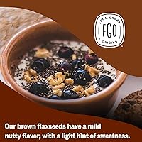 Vista 6 de FGO Semillas de lino marrón enteras orgánicas, bolsa resellable a granel de 2 libras / 32 onzas, para hornear, cocinar y batidos, germinables