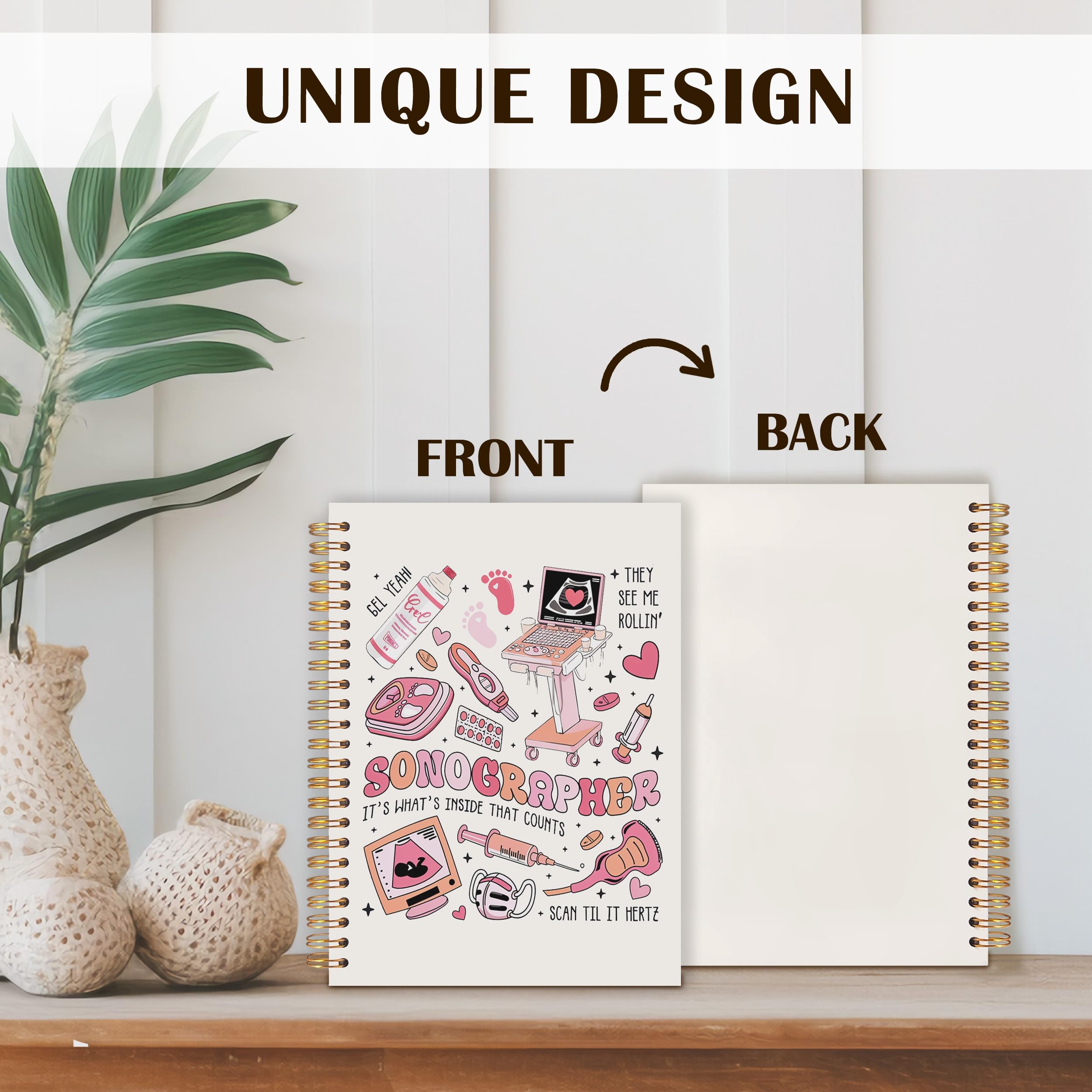 Sonographer Gifts Spiral Notebook 5.5x8.3, Ultrasound Tech Gifts Journal for Writing, Sonography Nursing Notebook Journal for Note Taking, Medical Office School Supplies