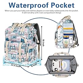 Jiefeike Diaper Bag Backpack,Baby Bags for Mom Dad Girls Boys,15.6inch Cat Dog Travel Baby Diaper Bags with Insulated Pockets,USB Charging Port,RFID Anti-Theft Water-Resistant Pocket