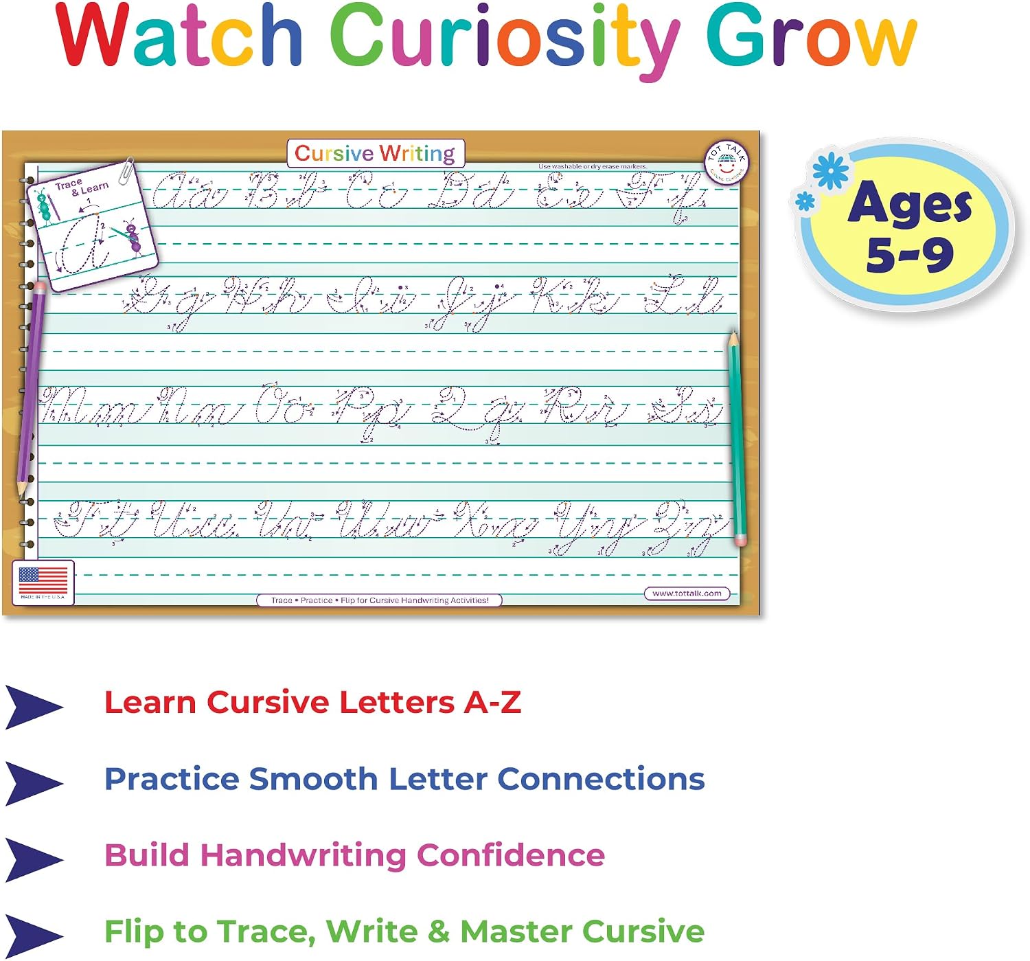 Tot Talk Cursive Writing Educational Placemat | Handwriting Practice Guide image 2