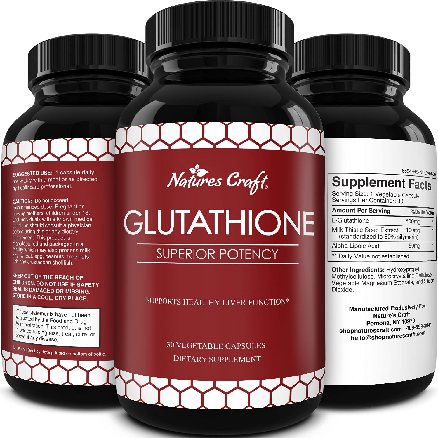 Pure Glutathione Supplement with Glutamic Acid L Glutathione Pills