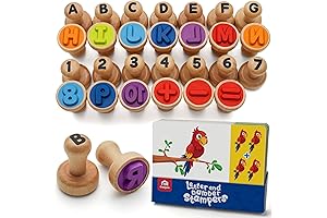 Coogam Wooden Alphabet Stamp Set for Early Learning