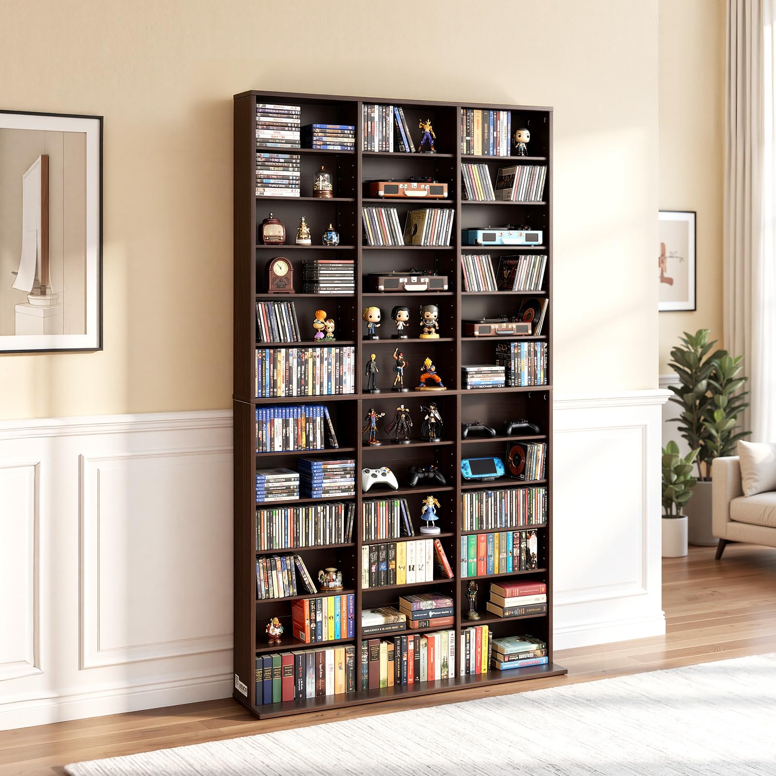 VEVOR Scaffale Porta CD Riviste Libri Giochi 12 Ripiani, Mobile Contenitore Multimediale Libreria per Collezioni Ripiani Regolabile Organizer per Collezionismo Uffcio Soggiorno Salotto Camera da Letto